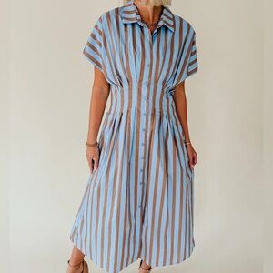 THML Striped Button Up Maxi Dress S